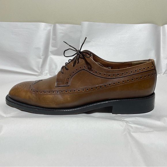 Salvatore Ferragamo Vintage Leather Wingtip Loafers Brown Dress Shoes Size 9